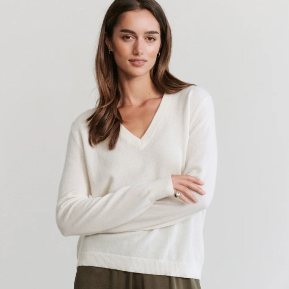 Jenni Kayne Flynn Cashmere Sweater Ivory XS Excellent Condition